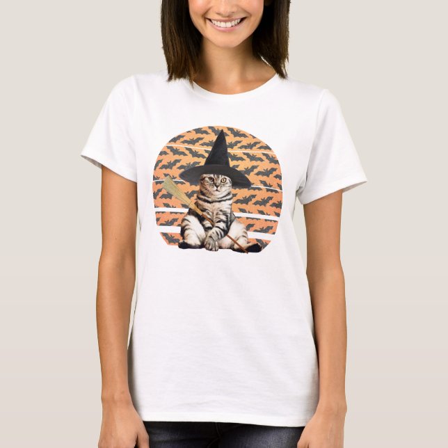 Camiseta Halloween Witch Cat (Frente)
