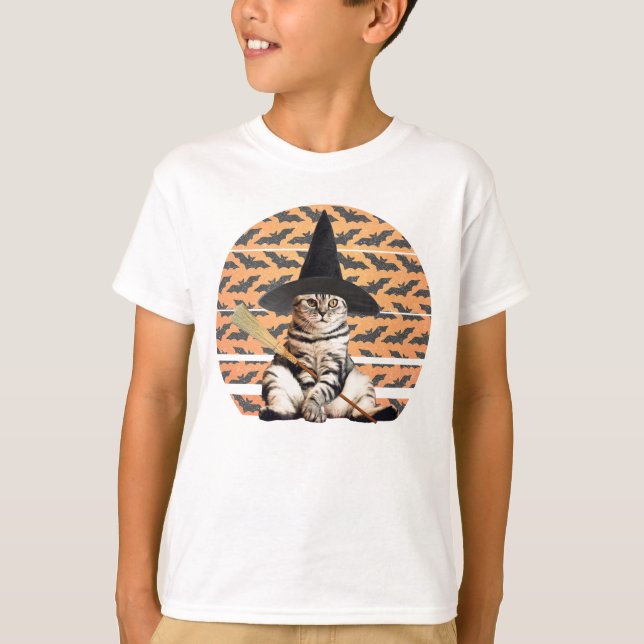 Camiseta Halloween Witch Cat (Frente)