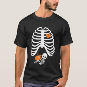 Camiseta Halloween XRay Gravidez Esperando Bebê Caixa Torác