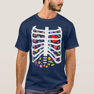 Camiseta Halloween XRay Skeleton Rib Cage Kids Cardíacos 