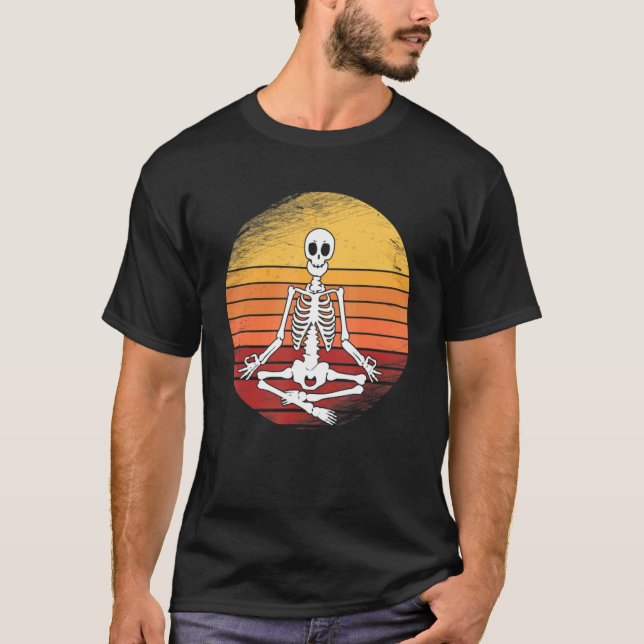 Camiseta Halloween Yoga Skeleton Vintage Skeleton (Frente)