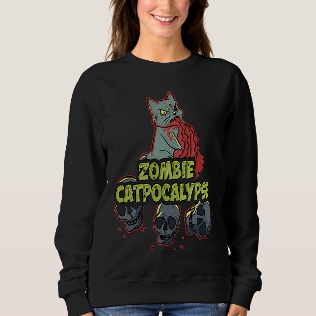 Camiseta Halloween Zombie Cat Apocalypse  Kitty  Party (Frente)