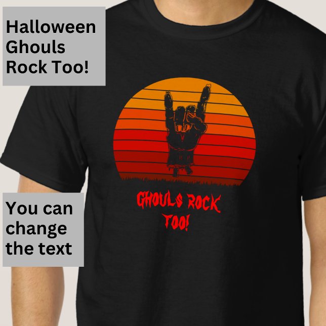 Camiseta Halloween Zombie Ghouls Rock Too Hand Bones (Criador carregado)