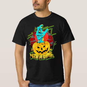 Camiseta Halloween Zombie Monster Mão Pumpkin Red Moon T-