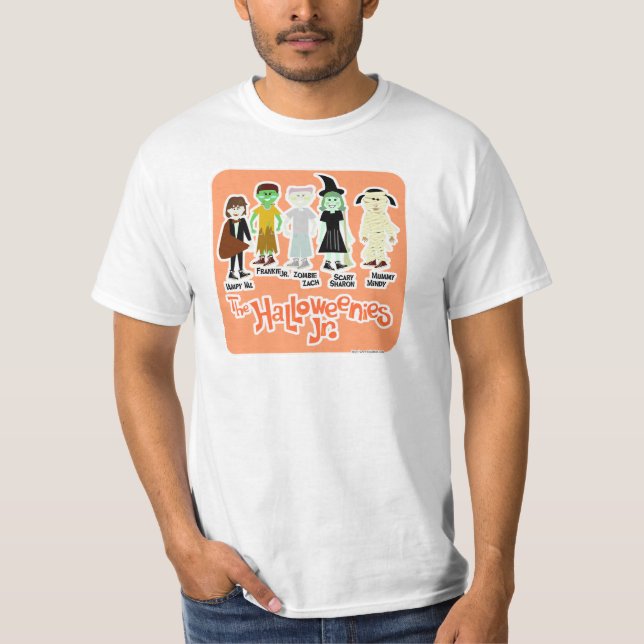 Camiseta Halloweenies Junior Cartoon Halloween Characters (Frente)
