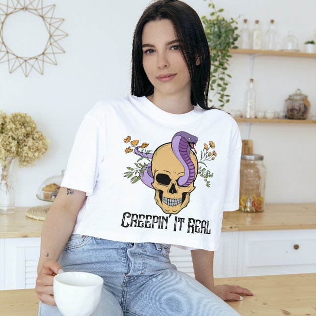 CAMISETA HALLOWEPIN' IT REAL SKULL & COBRA (Criador carregado)