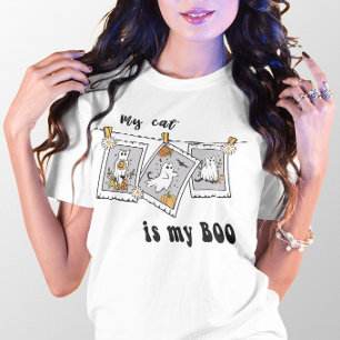 CAMISETA HALLOWEY MEU GATO É MEU BOO FANTASMA