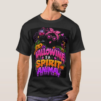 Camiseta Hallowine É Meu Animal Espiritual Vinho Fantasma