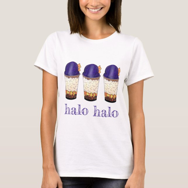 Camiseta Halo-Halo (Haluhalo) Filipino Havaiano de Gelo (Frente)