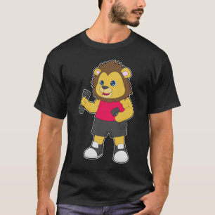 Camiseta Halteres de musculação corpo de leão