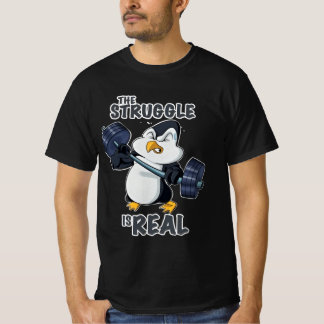 Camiseta Halterofilismo com codificação de pinguins