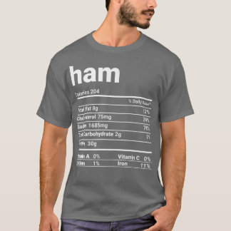Camiseta Ham Nutrition Facts Graças à fantasia Premium