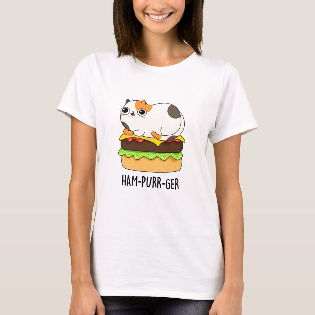 Camiseta Ham-Purr-Ger Funny Cat Hamburger Pun (Frente)