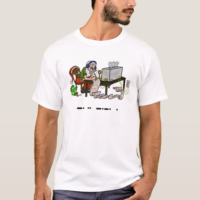 Camiseta Ham Radio Papais noeis "Nice" Morse Code Xmas T-Sh (Frente)