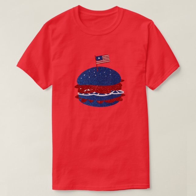 Camiseta Hamburger 4 de Julho Brilho (Frente do Design)
