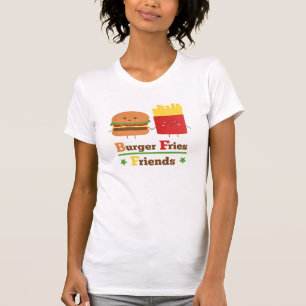 Camiseta Hamburger Batata Frita Amigos Amigas Kawaii