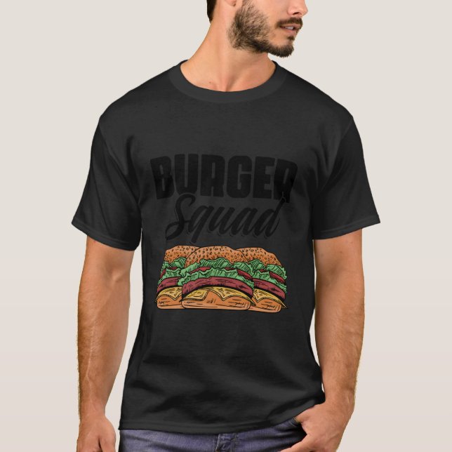 Camiseta Hamburger Burger Squad Snack Coma Rápida Comida (Frente)