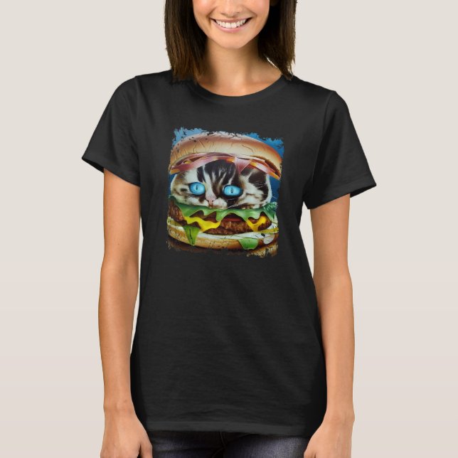 Camiseta Hamburger Cat Catburger Burger & Cat Hybrid (Frente)