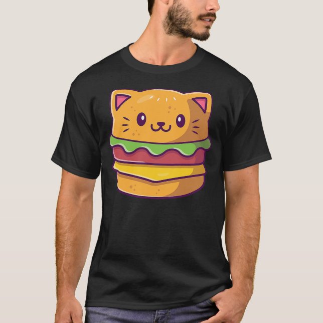 Camiseta Hamburger Cat Catburger Funny Burger Cat Lover Foo (Frente)