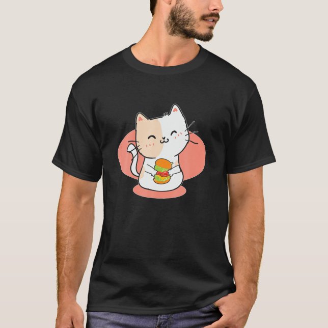 Camiseta Hamburger Catburger Kawai Hamburger Purring Cat Bu (Frente)