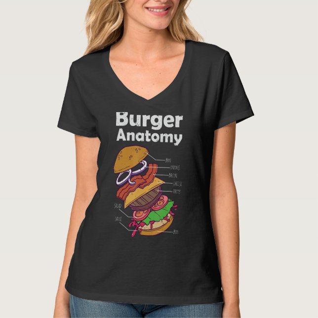 Camiseta Hamburger Comida Gráfica Anatomia Cheeseburge (Frente)
