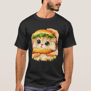Camiseta Hamburger de Gatinho Fofo Sanduíche de Kitty Engra