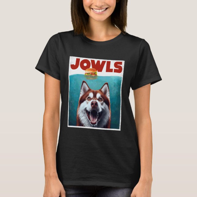 Camiseta Hamburger Divertido de Jowls Vermelho Husky, Mãe d (Frente)