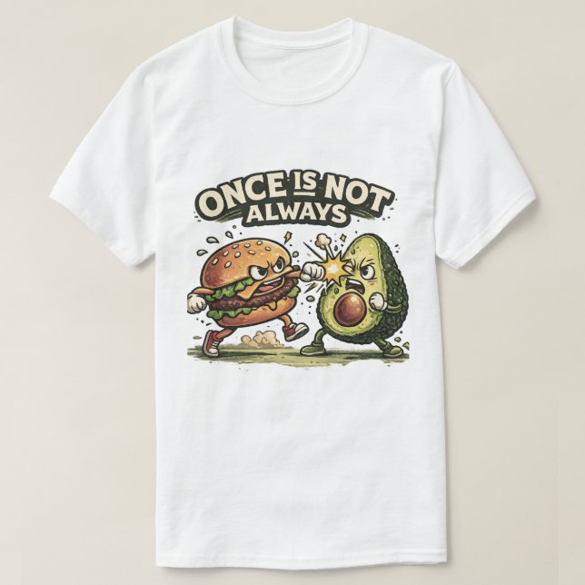 Camiseta Hamburger Divertido vs Abacate (Frente do Design)