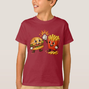 Camiseta Hamburger e Batatas Fritas Fofo Cumprimento de Cin