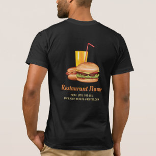 Camiseta Hamburger Hot Dog Restaurant Logotipo E Texto Pers