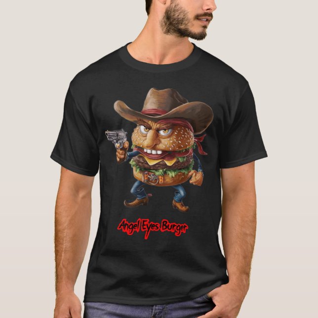 Camiseta Hambúrguer de fast food em um Preto (Frente)