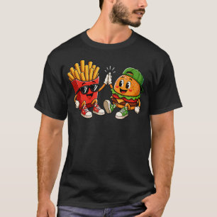Camiseta Hambúrguer E Batata Frita Divertidos Melhores Amig