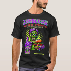 Camiseta Hambúrguer e Costelas de Fast Food Zumbi Halloween