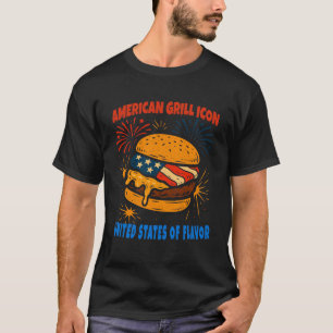 Camiseta Hambúrguer Patriótico Desenho de Bandeira para Chu