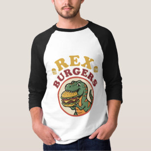 Camiseta Hambúrgueres Retro Rex T-Rex Comendo Cheeseburger