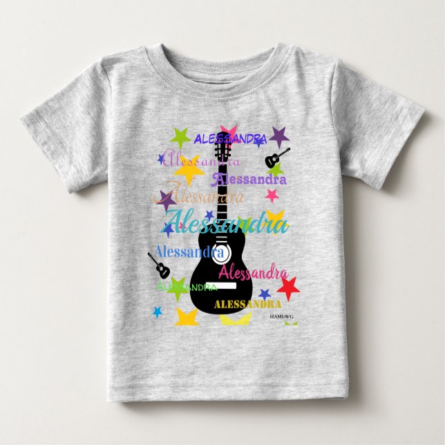 Camiseta HAMbyWG - Design de violão com estrelas (Frente)