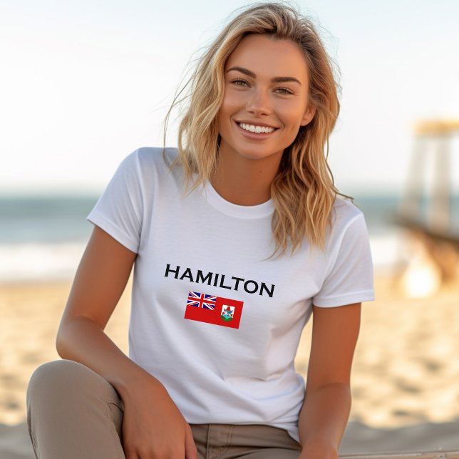 Camiseta Hamilton Bermudas - Sinalizador do País - Cor-de-L (Criador carregado)