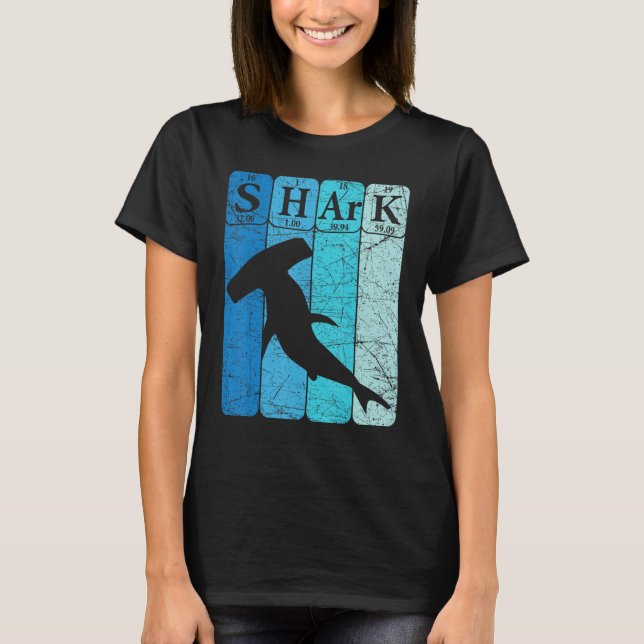 Camiseta Hammerhead Shark Periodic Table Elements Retro Sha (Frente)