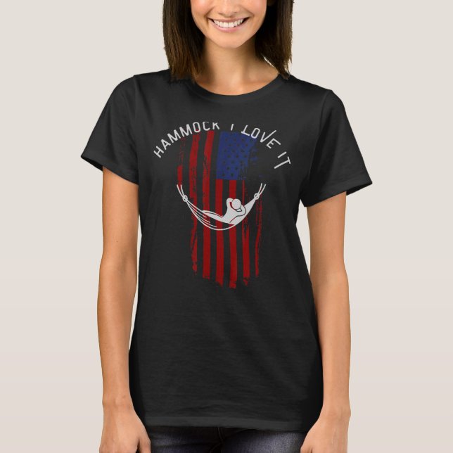 Camiseta Hammock, adoro-o com a bandeira americana (Frente)