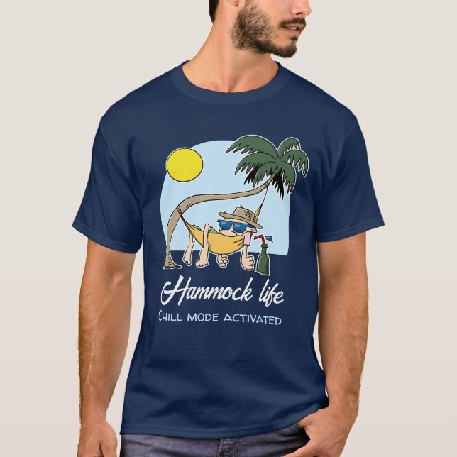Camiseta Hammock Life Chill Mode Ativado Cartoon Engraçado (Frente)