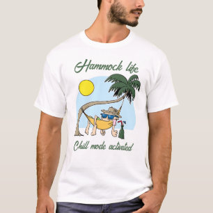 Camiseta Hammock Life Chill Mode Ativado Cartoon Engraçado