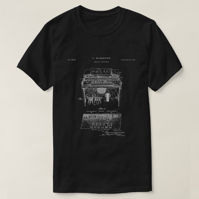 Camiseta Hammond Organ Patent (Frente do Design)