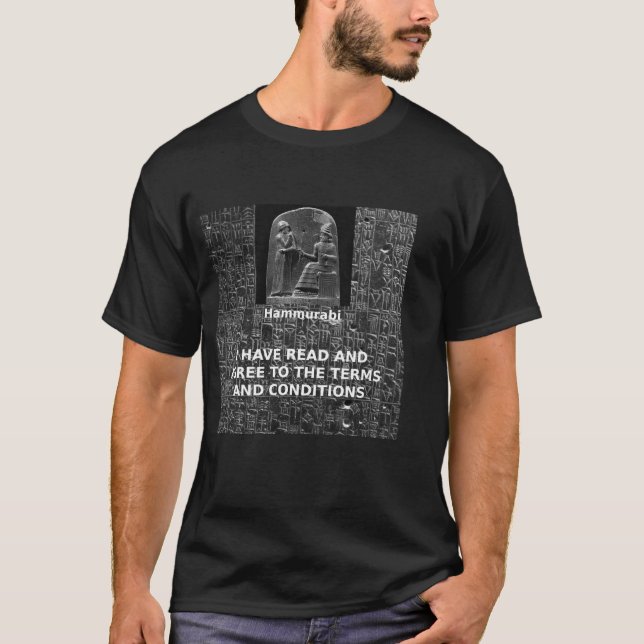 Camiseta Hammurabi, termos e condições (Frente)