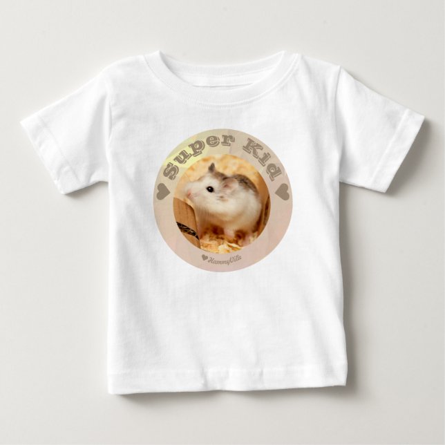 Camiseta HammyVille - Hamster Branco Marrom - Super Criança (Frente)
