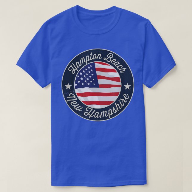Camiseta Hampton Beach - Patriotic New Hampshire Souvenir T (Frente do Design)