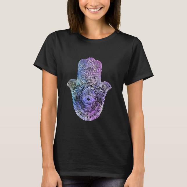 Camiseta Hamsa Espiritual Mandala Para A Felicidade (Frente)