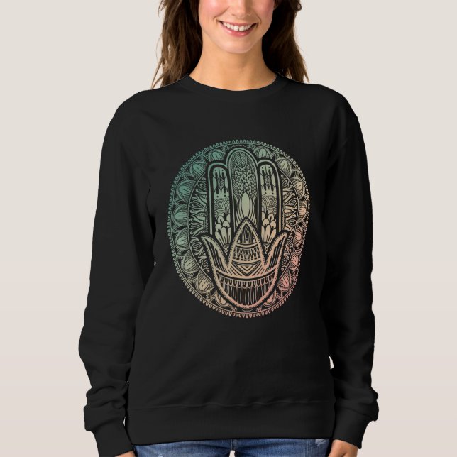 Camiseta Hamsa Hand Mandala Hindu Yoga Meditation Spiritual (Frente)