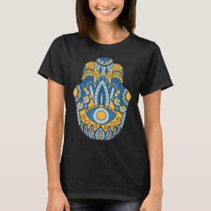 Camiseta Hamsa Hinduísmo Mão Hamsa Etiqueta Árabe Fátima Ol
