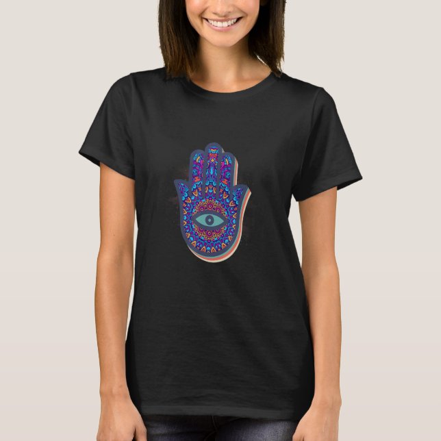 Camiseta Hamsa Mandala Yoga Mão De Fatima (Frente)