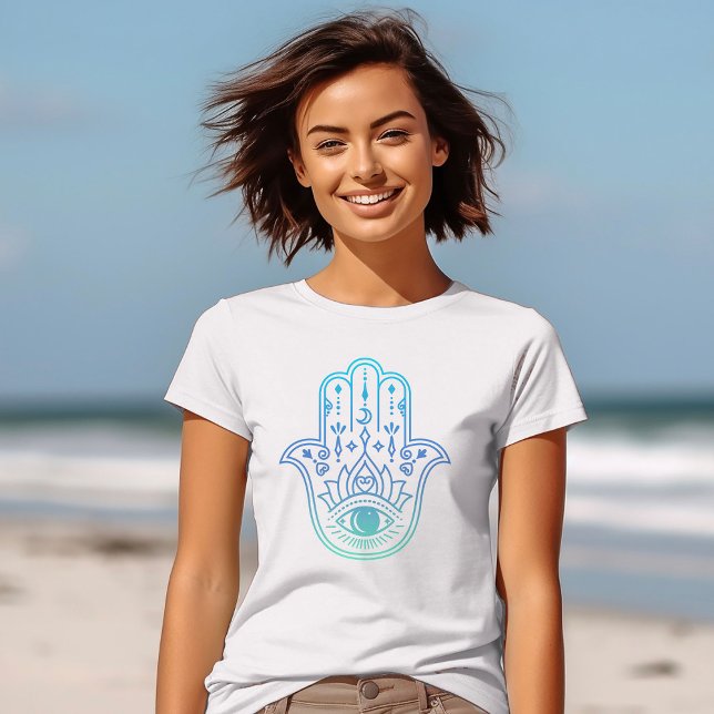 Camiseta Hamsa Olho ou Mão da Fátima Mau Proteção dos Olhos (Criador carregado)
